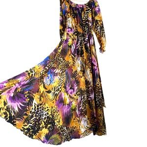 Spy Zone Exchange Womens Tropical Maxi Dress Off Shoulder Medium festival boho